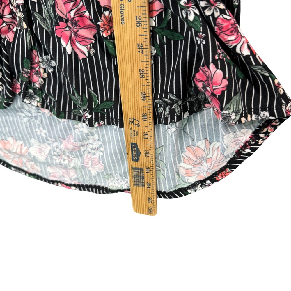 Derek Heart Print Shirt Dress L Y2K Indie Cottagecore Floral Stripe Button Up - Picture 6 of 9